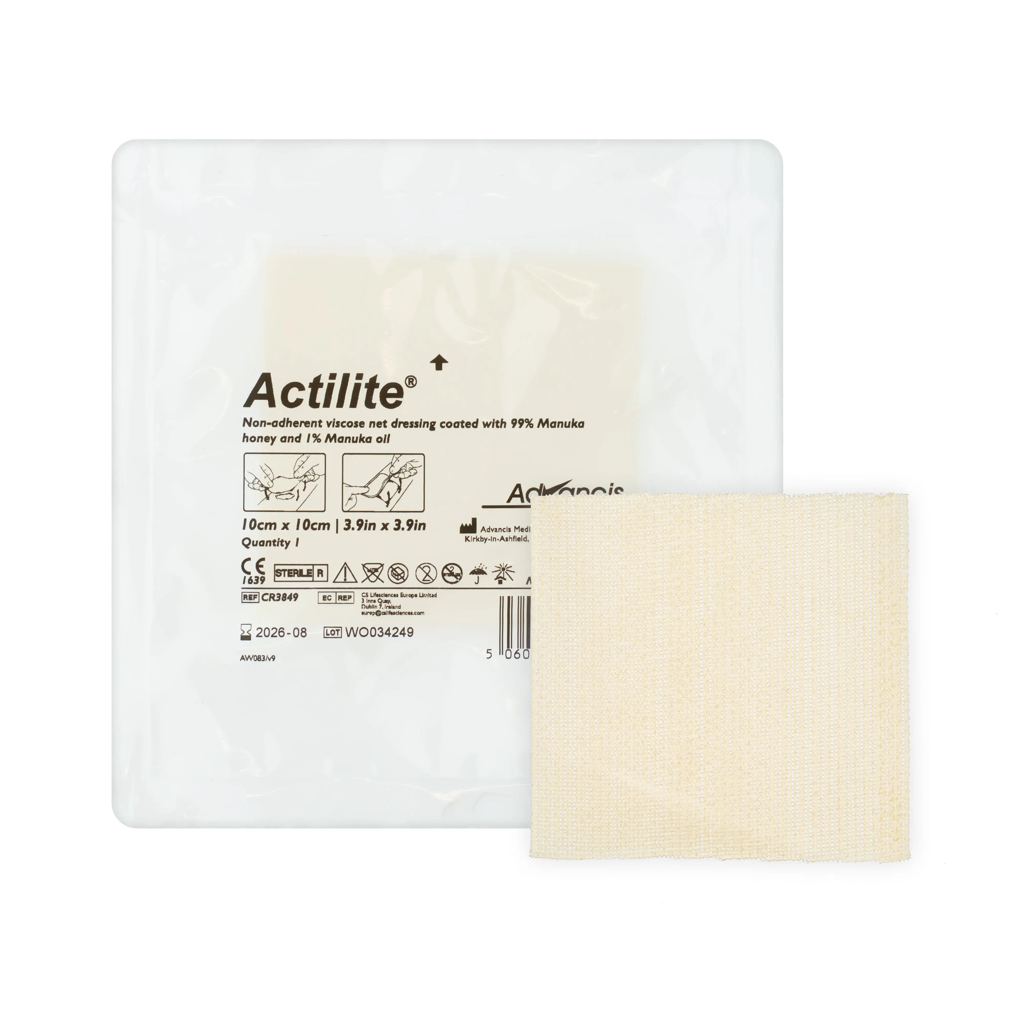 Actilite Non-Adherent  Viscose Net Dressing - With Honey (Multiple Sizes) (x10)