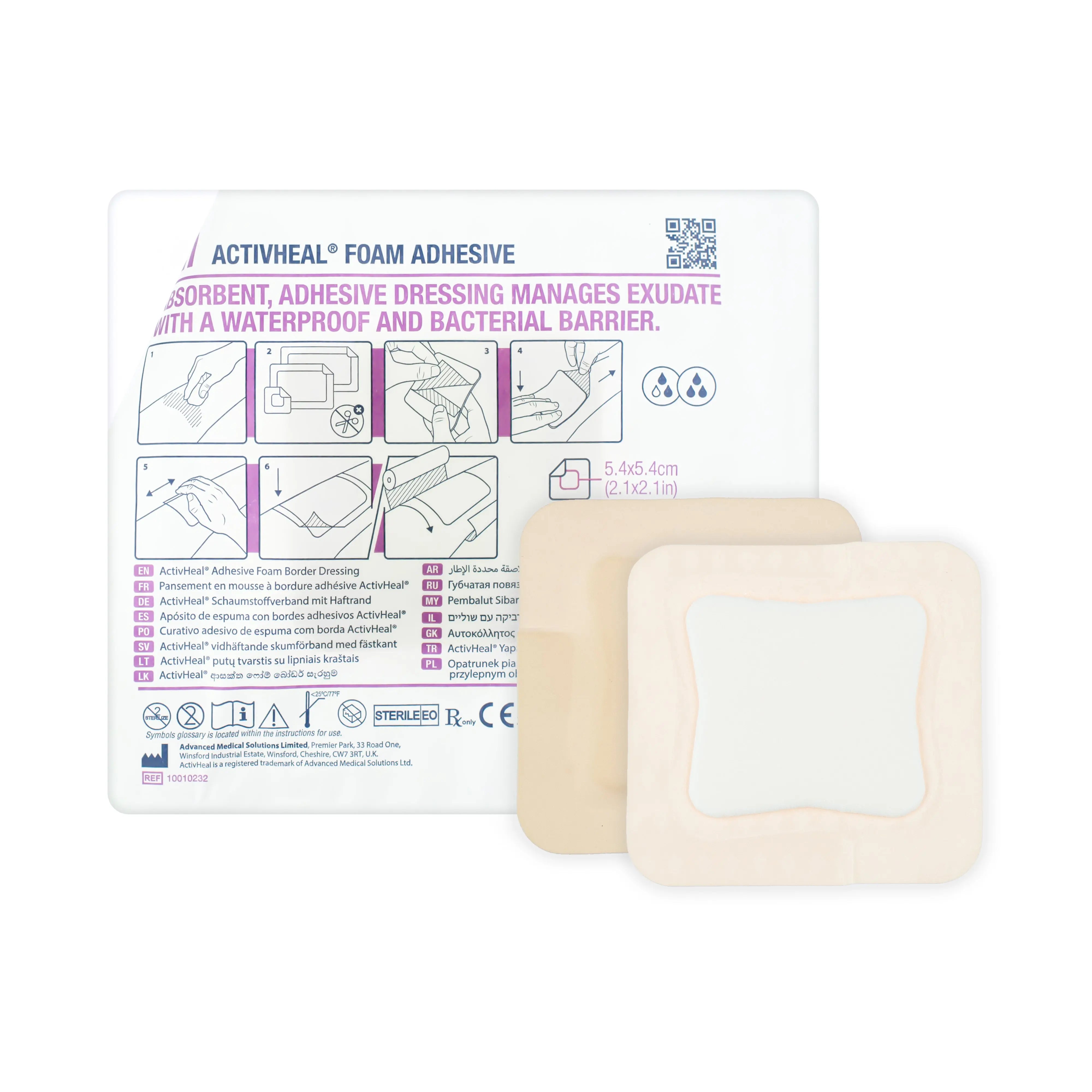 ActivHeal Foam Adhesive Dressing - Bacterial Barrier (Multiple Sizes) (x10)