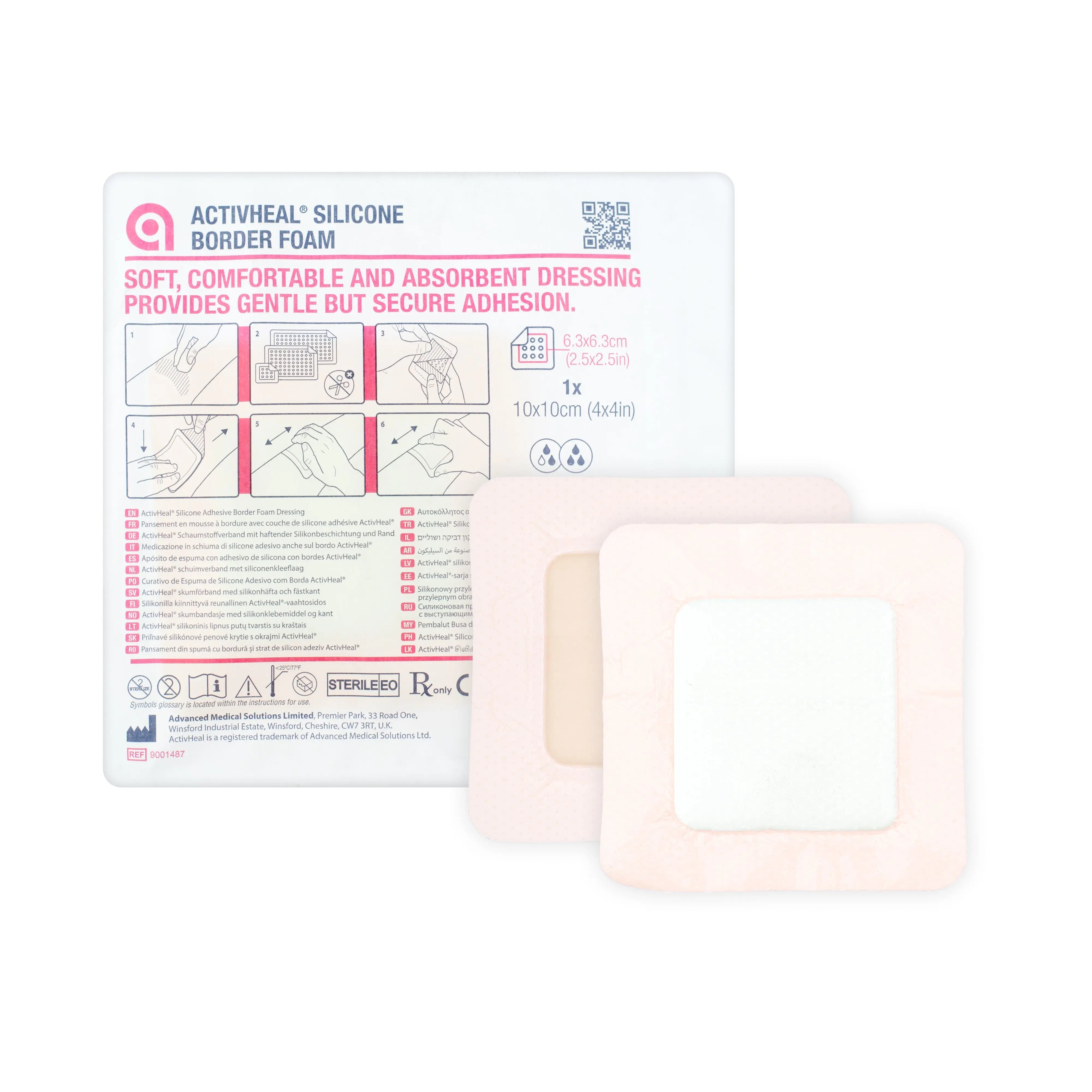 ActivHeal Silicone Foam Border Dressing - Bacterial Barrier (Multiple Sizes) (x10)