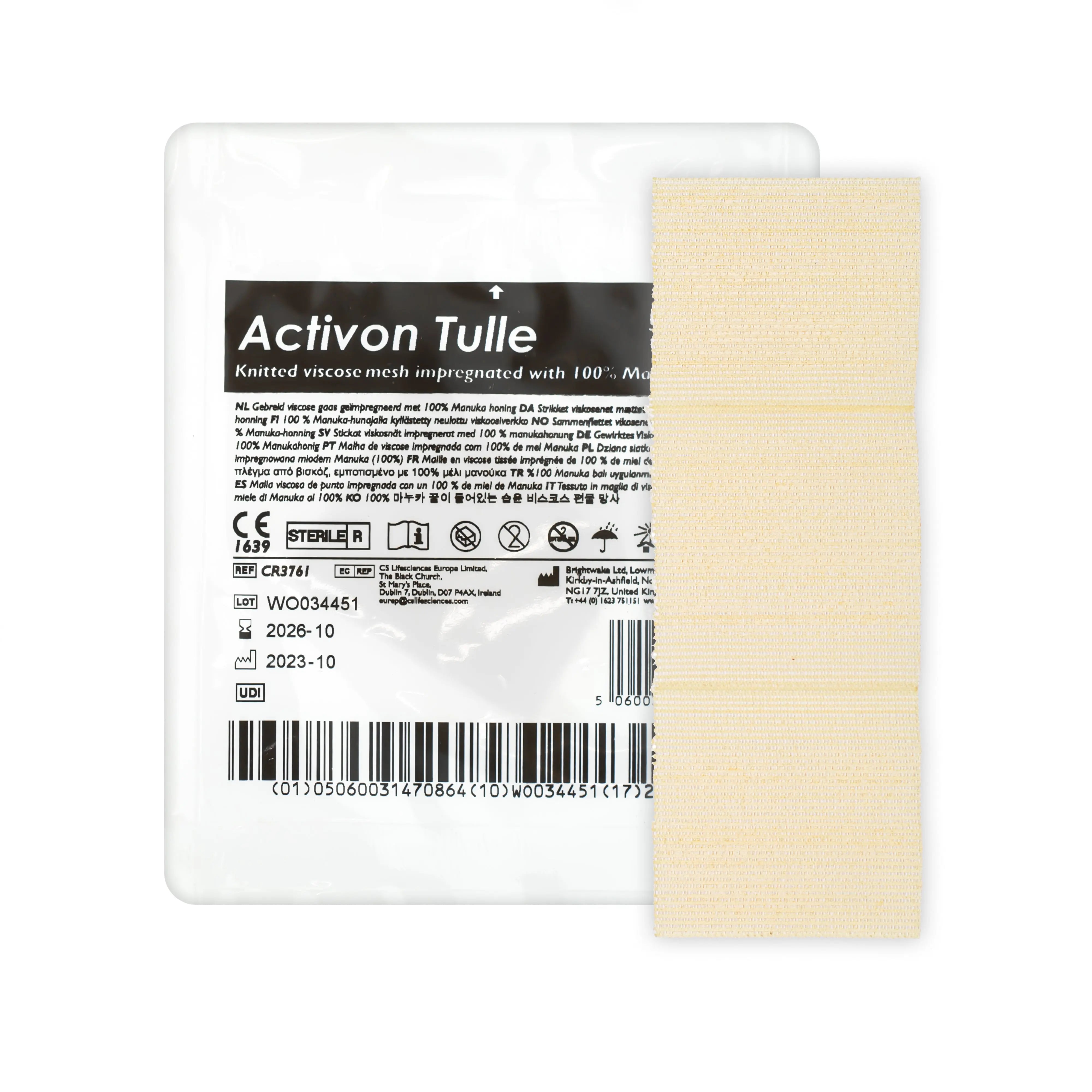 Activon Tulle Knitted Viscose Mesh Dressing - 100% Manuka Honey (Multiple Sizes) (x5)