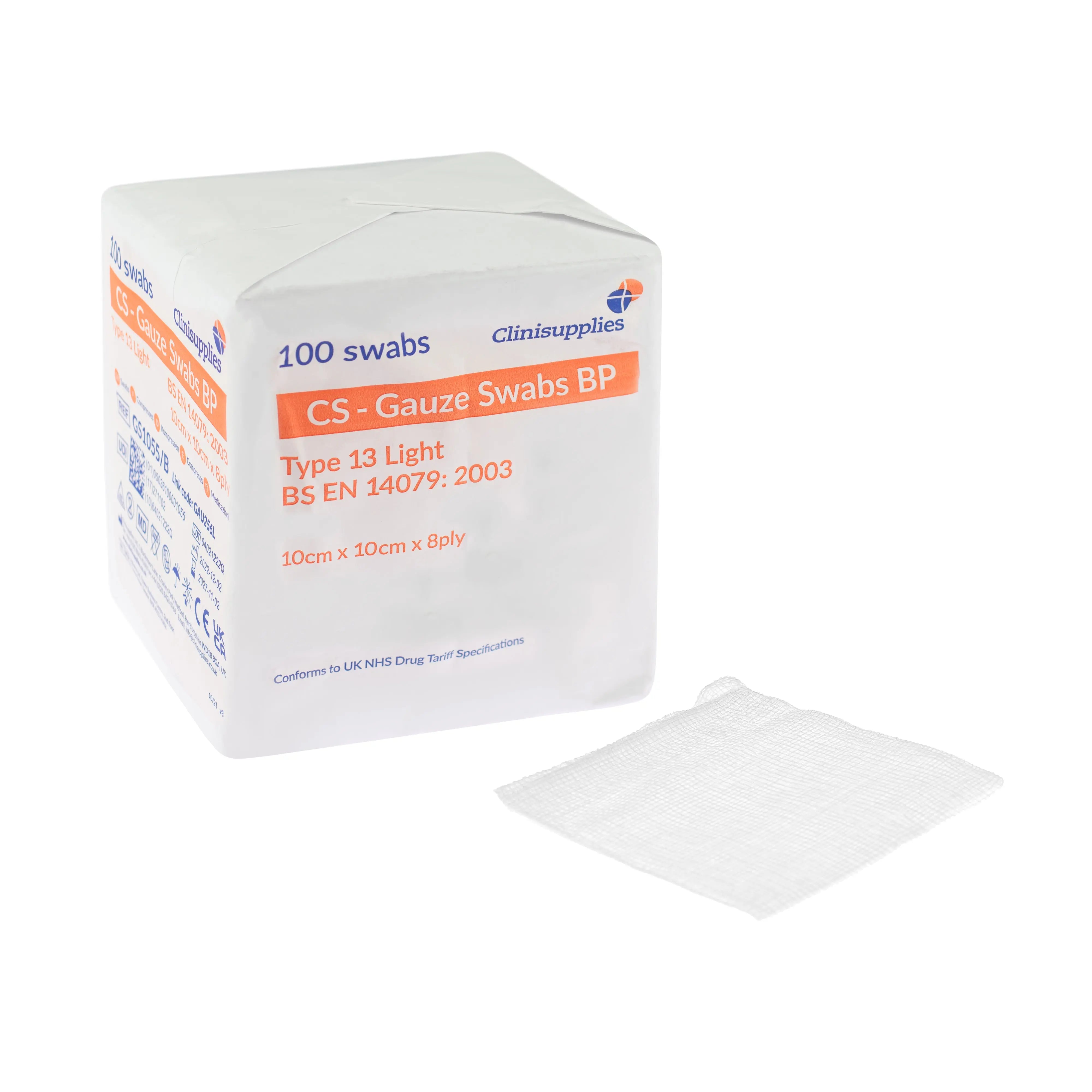 Clini Non-Sterile Gauze Swabs - 8ply Highly Absorbent Cotton Gauze (Multiple Sizes) (x100)