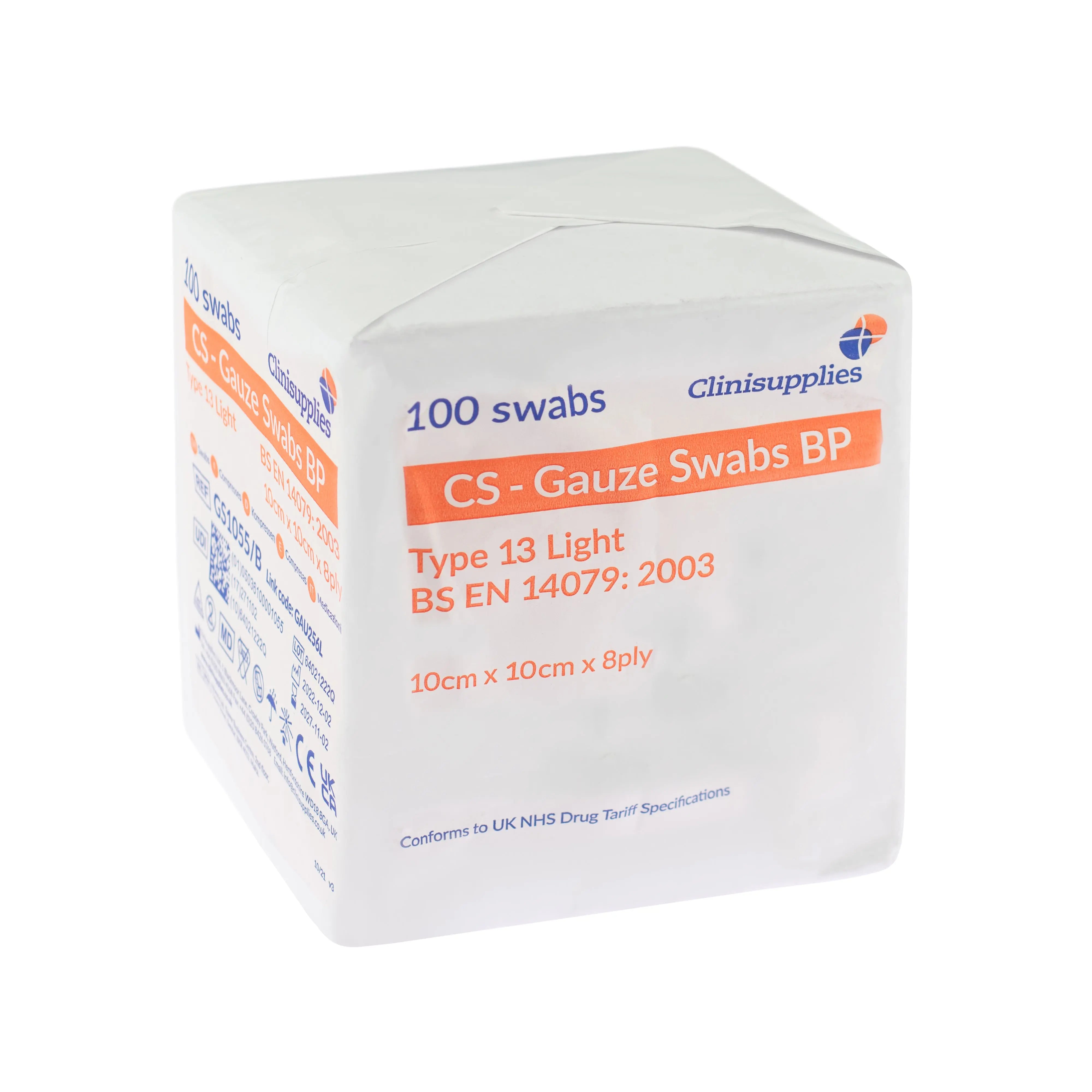 Clini Non-Sterile Gauze Swabs - 8ply Highly Absorbent Cotton Gauze (Multiple Sizes) (x100)