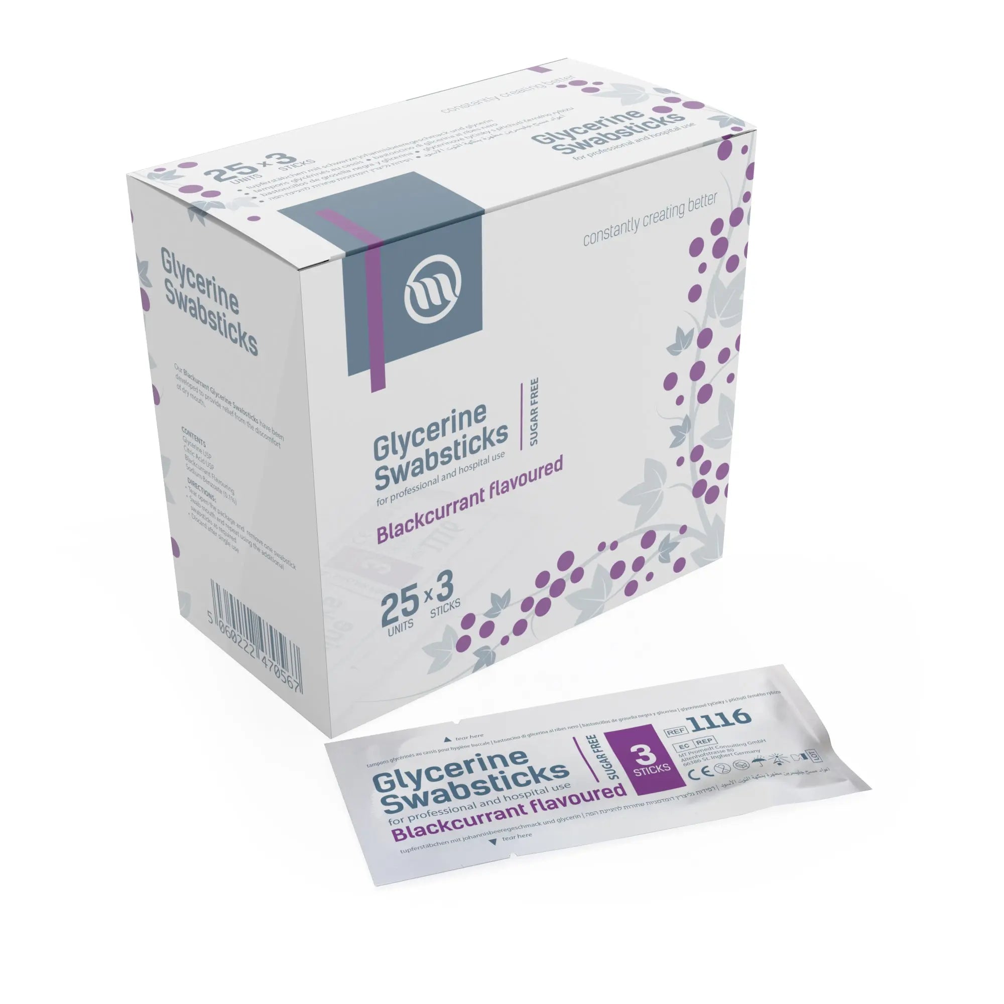 Optimum Medical Glycerine Oral Swabsticks (Lemon or Blackcurrant) (x75)