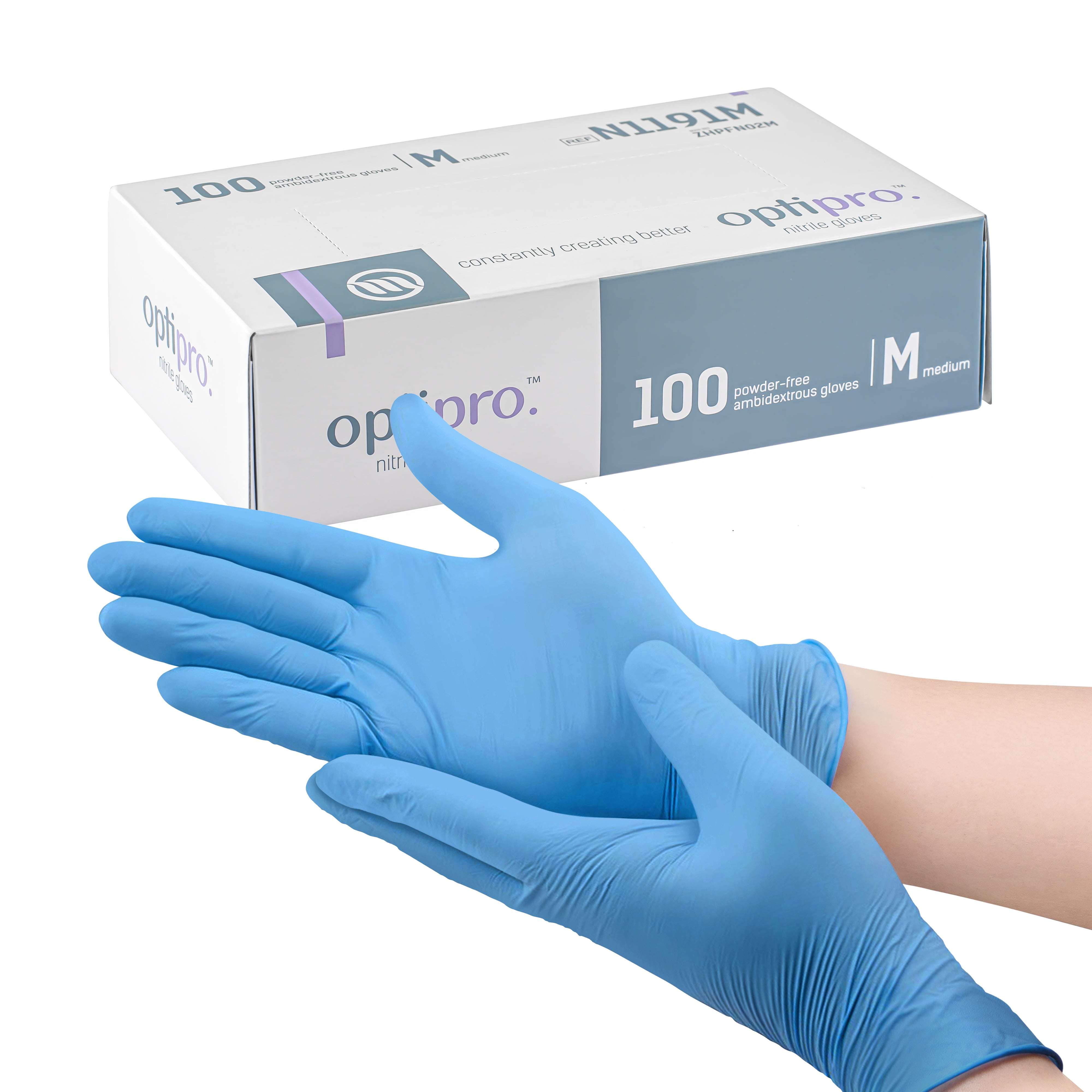 OptiPro Powder-Free Nitrile Gloves (Multiple Sizes) (x100)