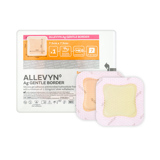 Allevyn Ag Gentle Border Dressing -  Soft Gel Adhesive (Multiple Sizes) (x10)