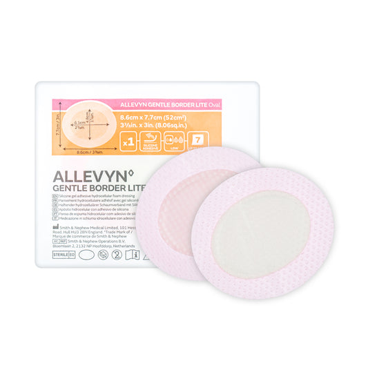Allevyn Gentle Border Lite Dressing - Silicone Adhesive (Oval) (Multiple Sizes) (x10)