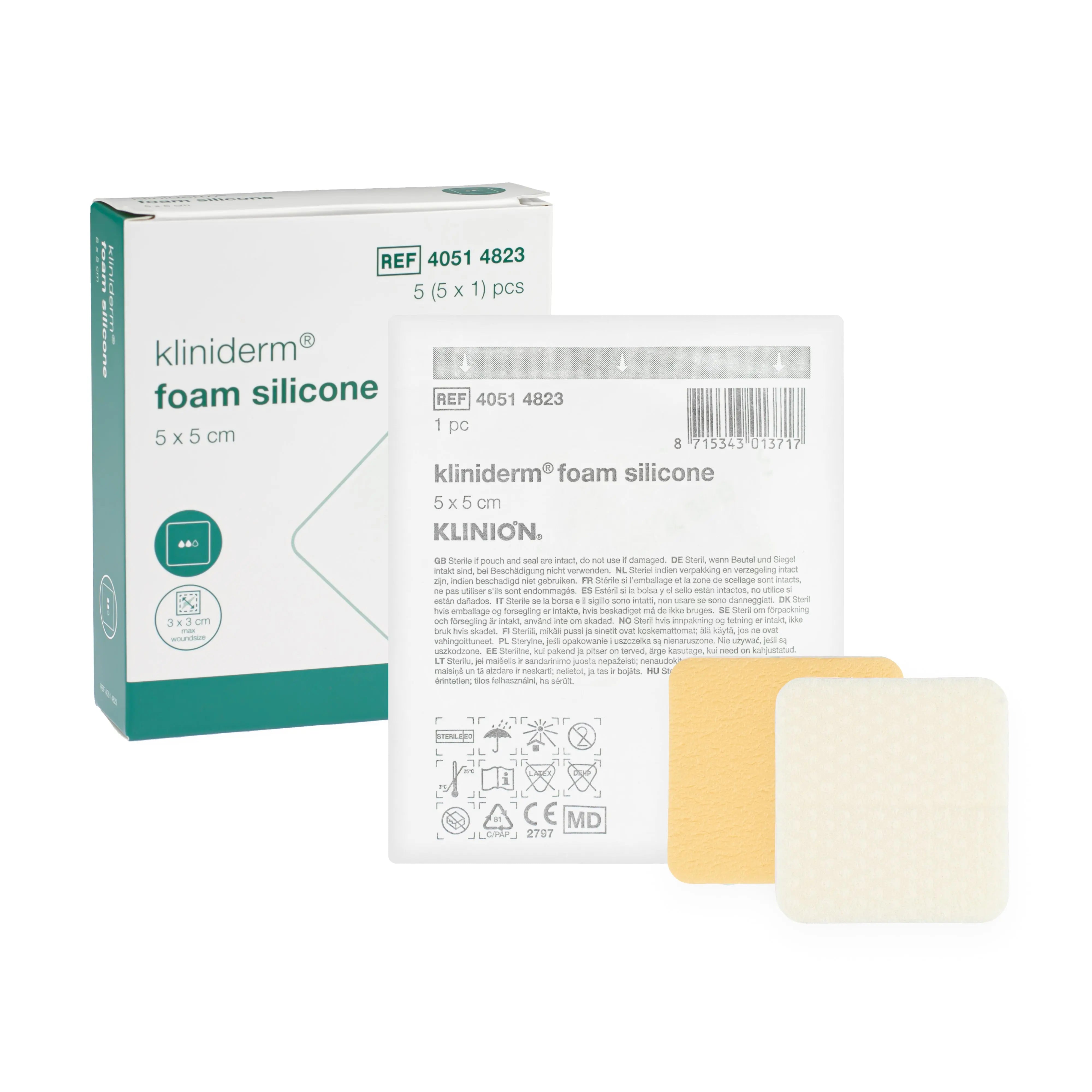 Kliniderm Foam Silicone Adhesive Dressing (5cm x 5cm) (x5)